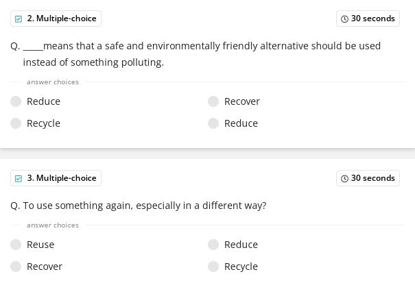 An example of a question of the Quizziz